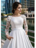 Ivory Lace Satin Box Pleated Wedding Dress